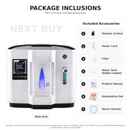 Portable 7L Oxygen Concentrator with HD Touch Screen, Adjustable 30–90% Oxygen Flow for Home and Travel