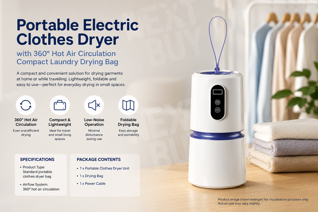 Portable Electric Clothes Dryer with 360° Hot Air Circulation Compact Laundry Drying Bag