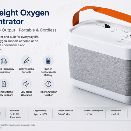 Lightweight Oxygen Concentrator 1-5LPM Pulse Output Cordless Operation Portable for Travel & Home