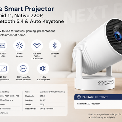 Portable WiFi Smart LED Projector with Auto Focus