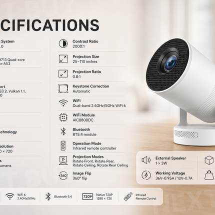 Portable WiFi Smart LED Projector with Auto Focus