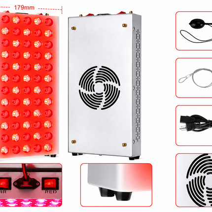 300W Red & Near-Infrared Light Panel 660nm/850nm, 60 LEDs with Hanging Kit – White