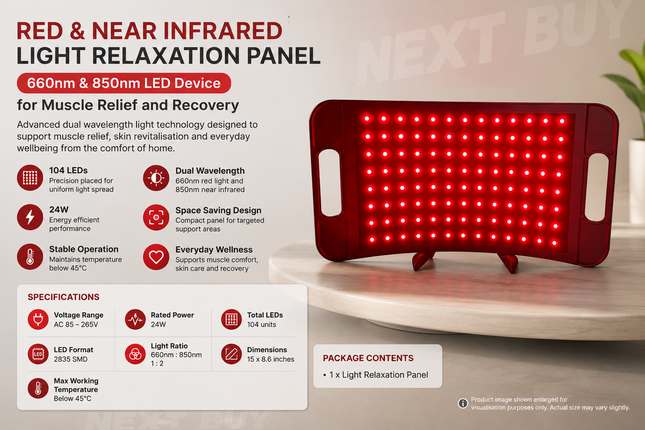 Red and Near Infrared Light Relaxation Panel 660nm 850nm LED Device for Muscle Relief and Recovery