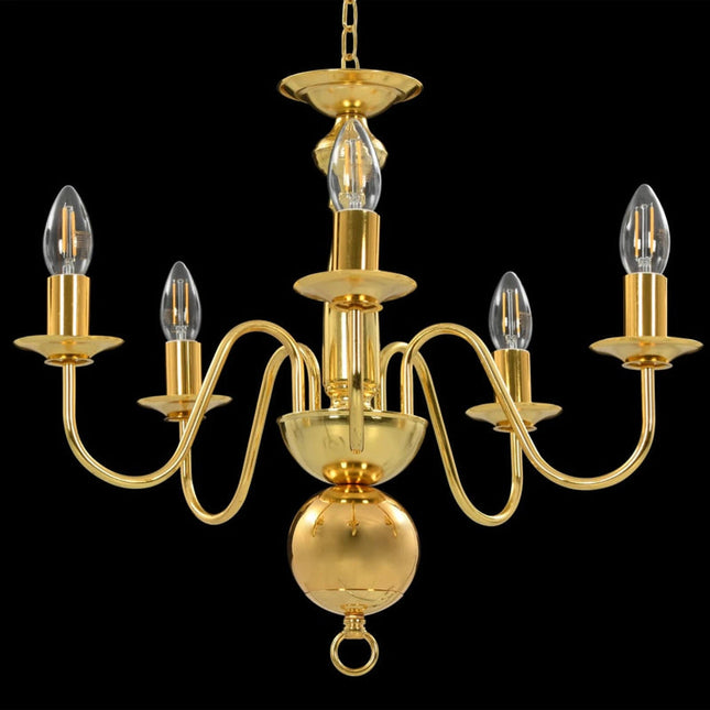 Gold Metal 5 Light E14 Chandelier Ceiling Fixture 50cm Classic Decorative Lighting