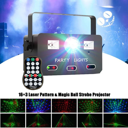 Smart RGB Laser Party Light with Music Sync, Remote Control & Multi-Effect Projection
