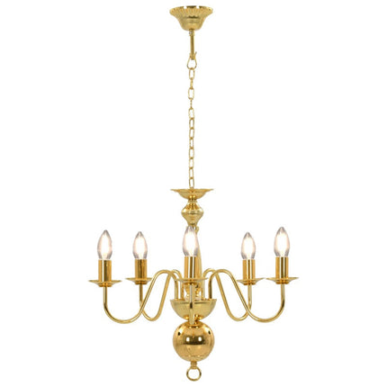 Gold Metal Five Light Chandelier E14 Ceiling Fixture 50cm Elegant Decorative Lighting