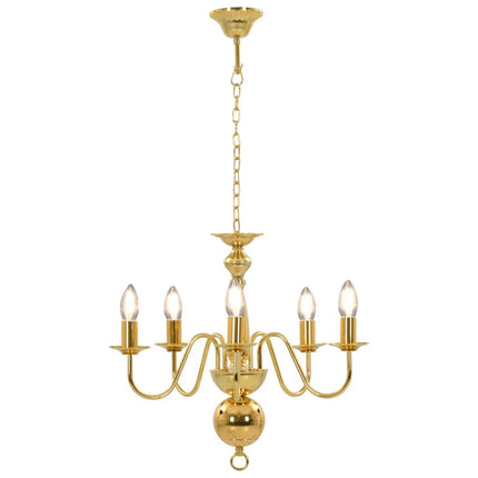 Gold Metal 5 Light E14 Chandelier Ceiling Fixture 50cm Classic Decorative Lighting