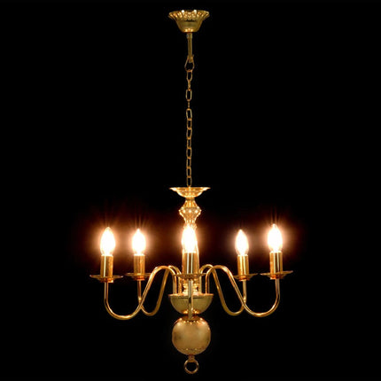 Gold Metal Five Light Chandelier E14 Ceiling Fixture 50cm Elegant Decorative Lighting