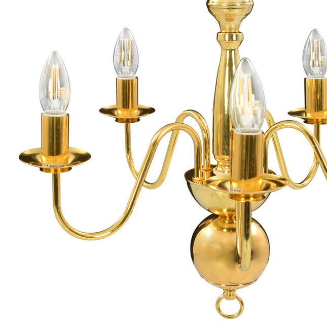 Gold Metal Five Light Chandelier E14 Ceiling Fixture 50cm Elegant Decorative Lighting