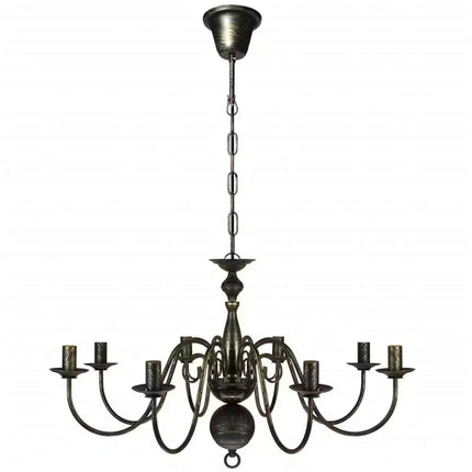 8 Light Antique Black Metal Chandelier Classic Ceiling Pendant