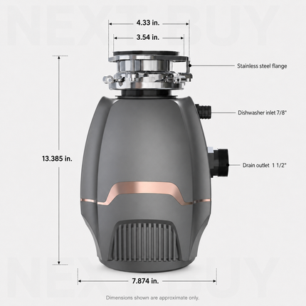 Continuous Feed Kitchen Food Waste Disposer 1150ml 3600RPM DC Motor Dishwasher Compatible