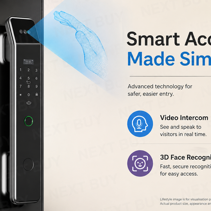 3D Face Recognition Smart Door Lock with HD Camera, Fingerprint, WiFi App Control and 4.5-Inch Display