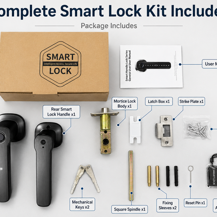 Smart Fingerprint Door Handle Lock with Bluetooth, Passcode, IC Card & Key Access