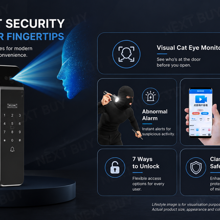 3D Face Recognition Smart Door Lock with HD Camera, Fingerprint, WiFi App Control and 4.5-Inch Display