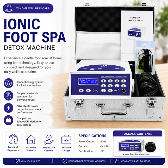 Ionic Foot Spa Detox Machine 60W Compact Home Wellness Device