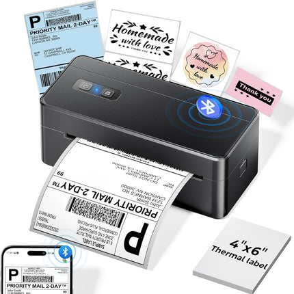 Portable USB & Bluetooth Thermal Label Printer 203 DPI with Adjustable Paper Holder