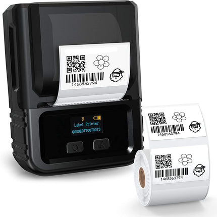 Rechargeable Bluetooth Thermal Printer with Label Holder, 20-50mm Paper Roll Support