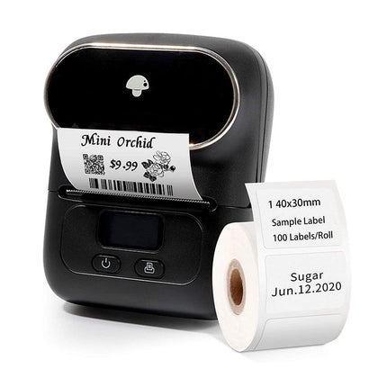 Portable Thermal Label Printer with Bluetooth, 20-50mm Labels, 203 DPI, Rechargeable Battery
