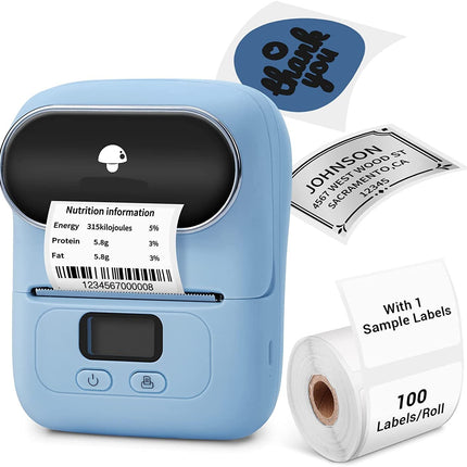 Portable Thermal Label Printer with Bluetooth, 20-50mm Labels, 203 DPI, Rechargeable Battery