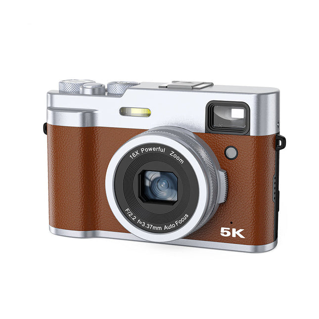 5K Dual-Lens Digital Camera with Front and Rear Sensors, 2.8" LCD, and Rechargeable Battery