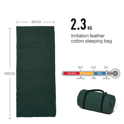 Oversized Adult Camping Sleeping Bag with Cotton Fill Warm Outdoor Travel Green
