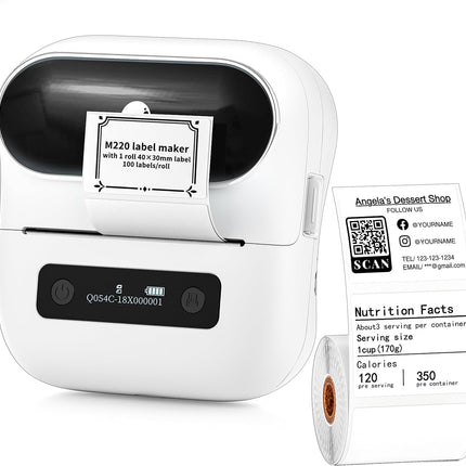 Portable Bluetooth Thermal Printer with 2200mAh Battery for Labels and Barcodes