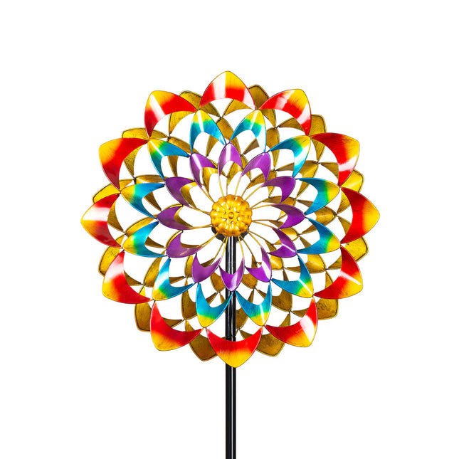 Outdoor Metal Rainbow Wind Spinner 60cm – Weather-Resistant Garden Wind Sculpture