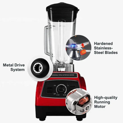High Power 2L Countertop Blender 2200W Manual Knob Control Black Red