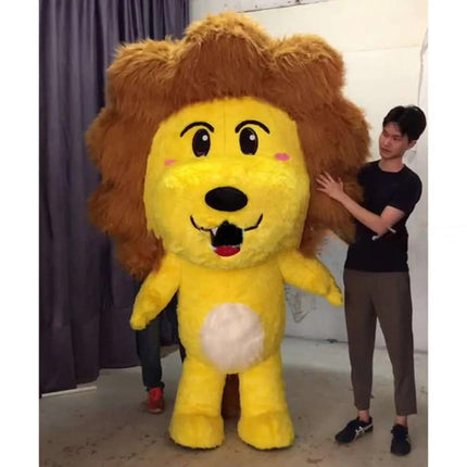 Inflatable Lion Mascot Costume Plush Material Easy Wear Suit for Parties and Festivals