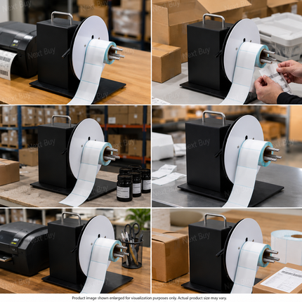 Portable Label Rewinder with Adjustable Core Forward/Reverse Modes 10in/s Black